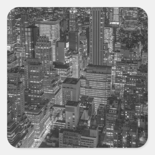 Black White Red New York City Skyline Vierkante Sticker (Voorkant)