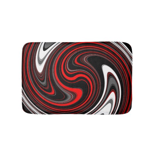 Black White Red Paint Swirl Badmat (Voorkant)