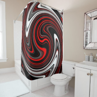 Black White Red Paint Swirl Douchegordijn