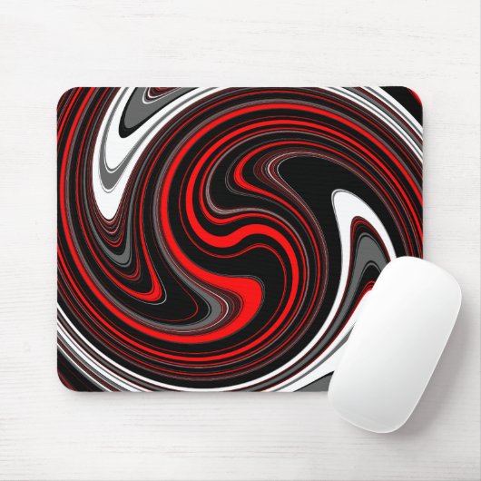Black White Red Paint Swirl Muismat (Met muis)