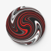 Black White Red Paint Swirl Papieren Bordje (Voorkant)