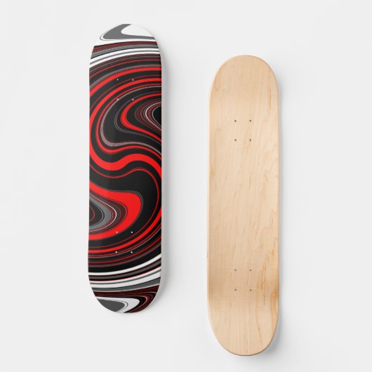 Black White Red Paint Swirl Persoonlijk Skateboard (Voorkant)