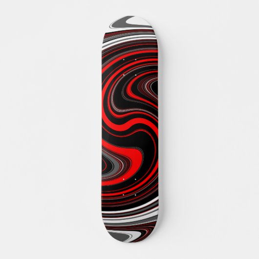 Black White Red Paint Swirl Persoonlijk Skateboard (Voorkant)