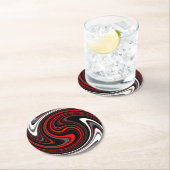 Black White Red Paint Swirl Ronde Kartonnen Onderzetter (Insitu)