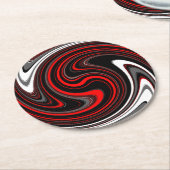 Black White Red Paint Swirl Ronde Kartonnen Onderzetter (Gebogen)