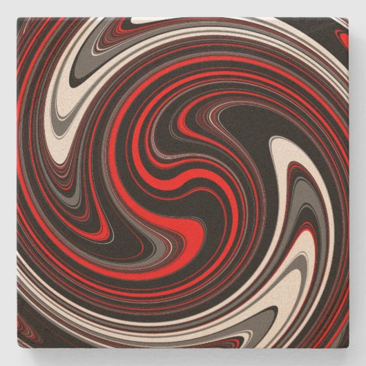 Black White Red Paint Swirl Stenen Onderzetter (Voorkant)