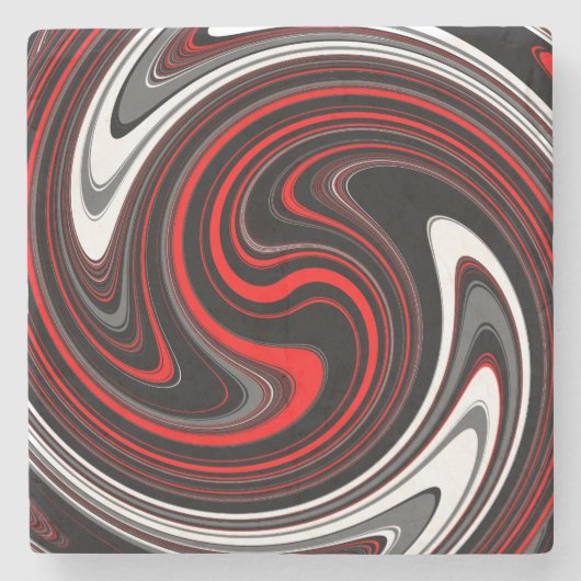 Black White Red Paint Swirl Stenen Onderzetter (Voorkant)