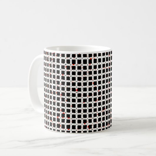 Black White Red Pattern Chic Koffiemok (Voorkant links)