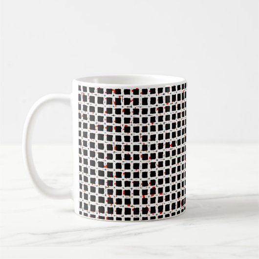 Black White Red Pattern Chic Koffiemok (Links)