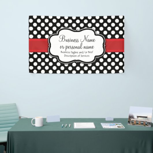 Black White Red Polka Dot Retro Cute Consultant Spandoek (Beurs)