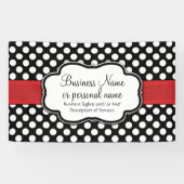 Black White Red Polka Dot Retro Cute Consultant Spandoek (Horizontaal)
