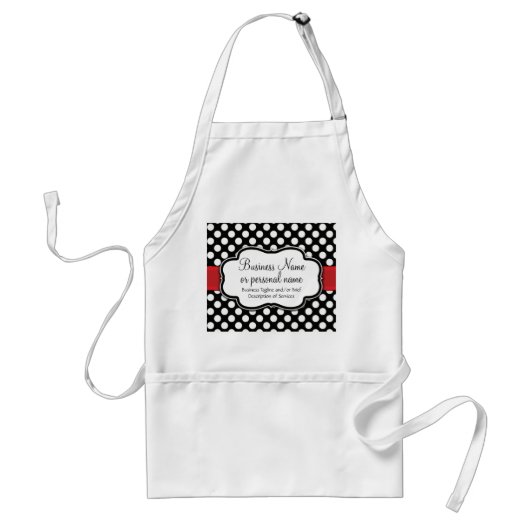 Black White Red Polka Dot Retro Cute Consultant Standaard Schort (Voorkant)