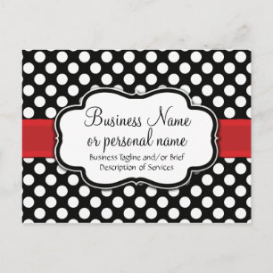Black White Red Polka Dot Retro Cute Consultant Uitnodiging Briefkaart