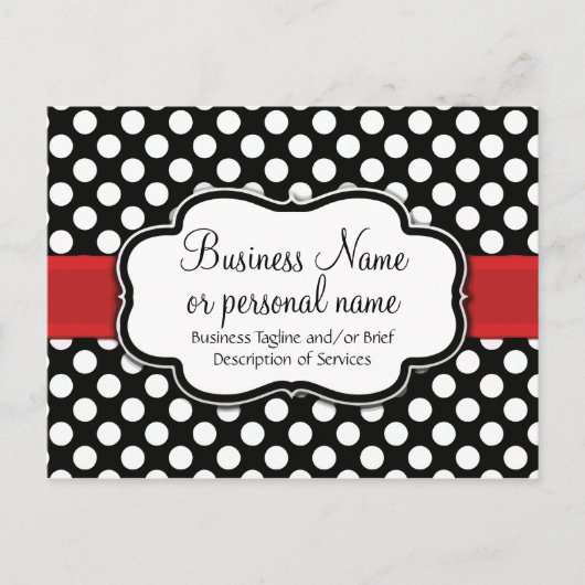 Black White Red Polka Dot Retro Cute Consultant Uitnodiging Briefkaart (Voorkant)