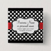 Black White Red Polka Dot Retro Cute Consultant Vierkante Button 5,1 Cm (Voorkant)