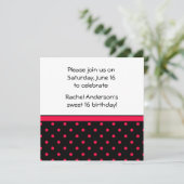 Black White Red Polka Dots Party nodigt uit Kaart (Staand voorkant)