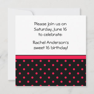 Black White Red Polka Dots Party nodigt uit Kaart
