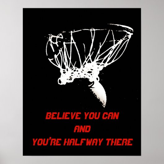 Black White Red Pop Art Basketball Poster (Voorkant)