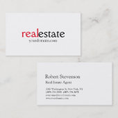 Black White Red Real Estate Agent Visitekaartje (Voorkant / Achterkant)