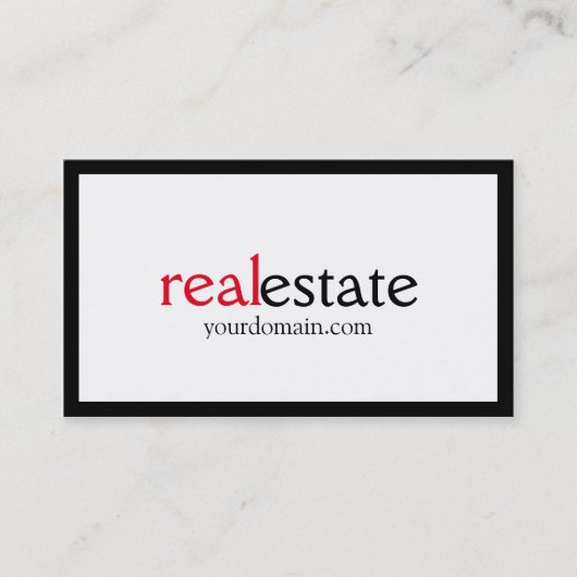 Black White Red Real Estate Agent Visitekaartje (Voorkant)