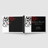 Black White Red Reverse Swirl Weddenschap Gastenboek (Volledig)