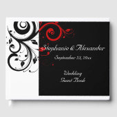 Black White Red Reverse Swirl Weddenschap Gastenboek (Voorkant)