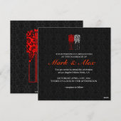 Black White & Red Same-Sex Couples Wedding Invite Kaart (Voorkant / Achterkant)