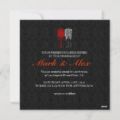 Black White & Red Same-Sex Couples Wedding Invite Kaart (Voorkant)