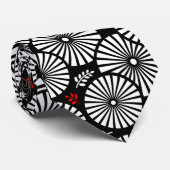 Black White Red Sunburst Retro Floral Geometric Stropdas (Opgerold)