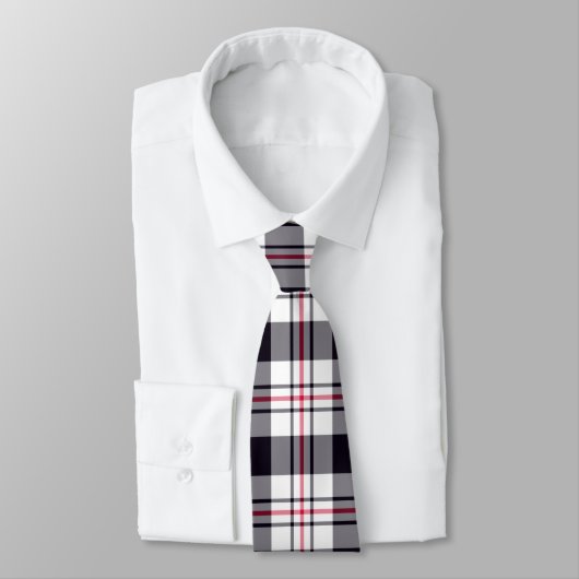 Black White Red Tartan Patroon Stropdas (Gebonden)