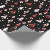 Black White Red Winter Pine Trees Snow Cadeaupapier (Hoek)