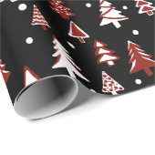 Black White Red Winter Pine Trees Snow Cadeaupapier (Rol Hoek)