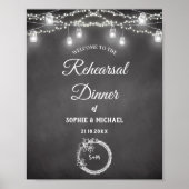 Black White Rehearsal Dinner String Lights Poster (Voorkant)