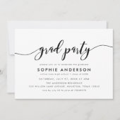 Black White Relax Script Afstudeerder Party Kaart (Voorkant)