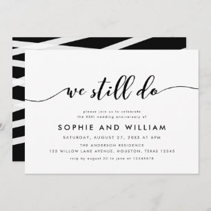 Black White Relax Script Wedding Jubileum Party Kaart
