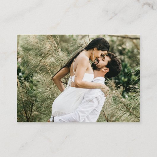 Black white reserved seat Photo wedding website Informatiekaartje (Achterkant)