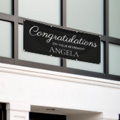 Black White Retirement Congratulations Spandoek (Buitenkant Gebouw)