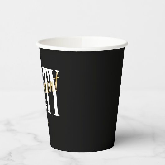 Black, White Retirement Party, Custom Paper Cup Papieren Bekers (Links)
