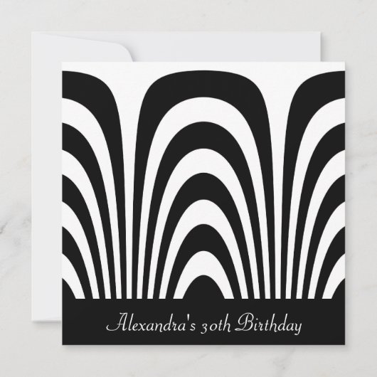 Black & White Retro Arches Verjaardagsfeest Kaart (Achterkant)