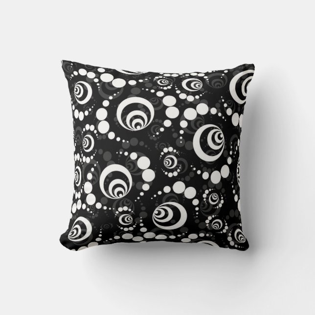 Black White Retro Crop Circles Kussen (Voorkant)