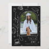 Black White Retro Foto Afstuderen Aankondiging (Voorkant)