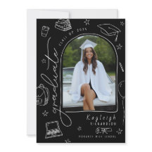 Black White Retro Foto Afstuderen Aankondiging