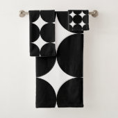 Black White Retro Geometric Cirtern Pattern Bad Handdoek (Insitu)