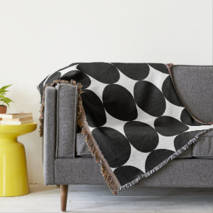 Black White Retro Geometric Cirtern Pattern Deken