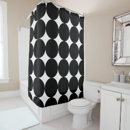 Black White Retro Geometric Cirtern Pattern Douchegordijn