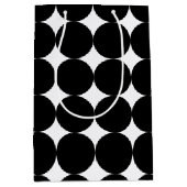Black White Retro Geometric Cirtern Pattern Medium Cadeauzakje (Voorkant)