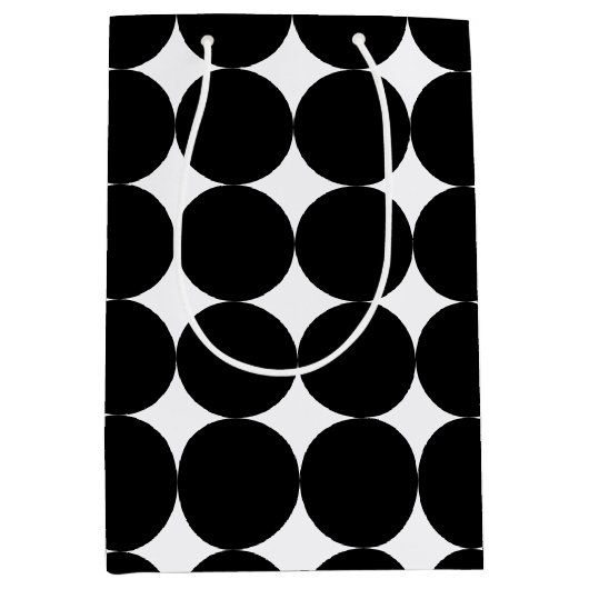 Black White Retro Geometric Cirtern Pattern Medium Cadeauzakje (Voorkant)