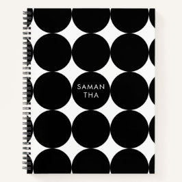 Black White Retro Geometric Cirtern Pattern Notitieboek