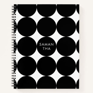 Black White Retro Geometric Cirtern Pattern Notitieboek