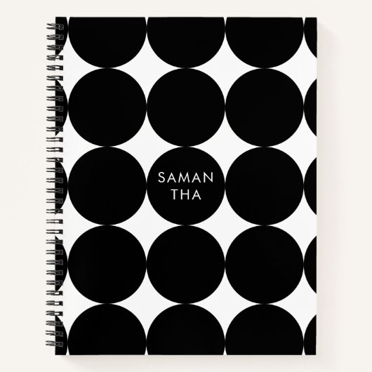 Black White Retro Geometric Cirtern Pattern Notitieboek (Voorkant)